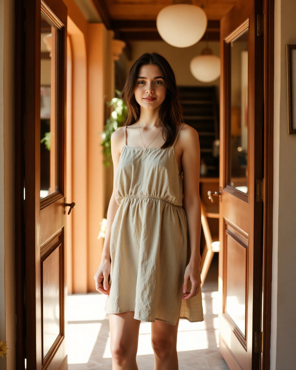 Linen Blend Mini Dress